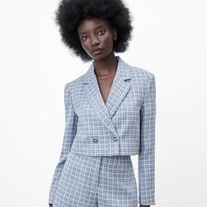 Zara textured cropped blazer size xs
